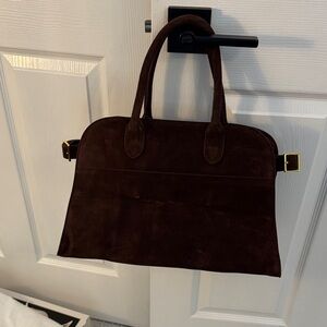 The Row Dark Brown Suede Tote